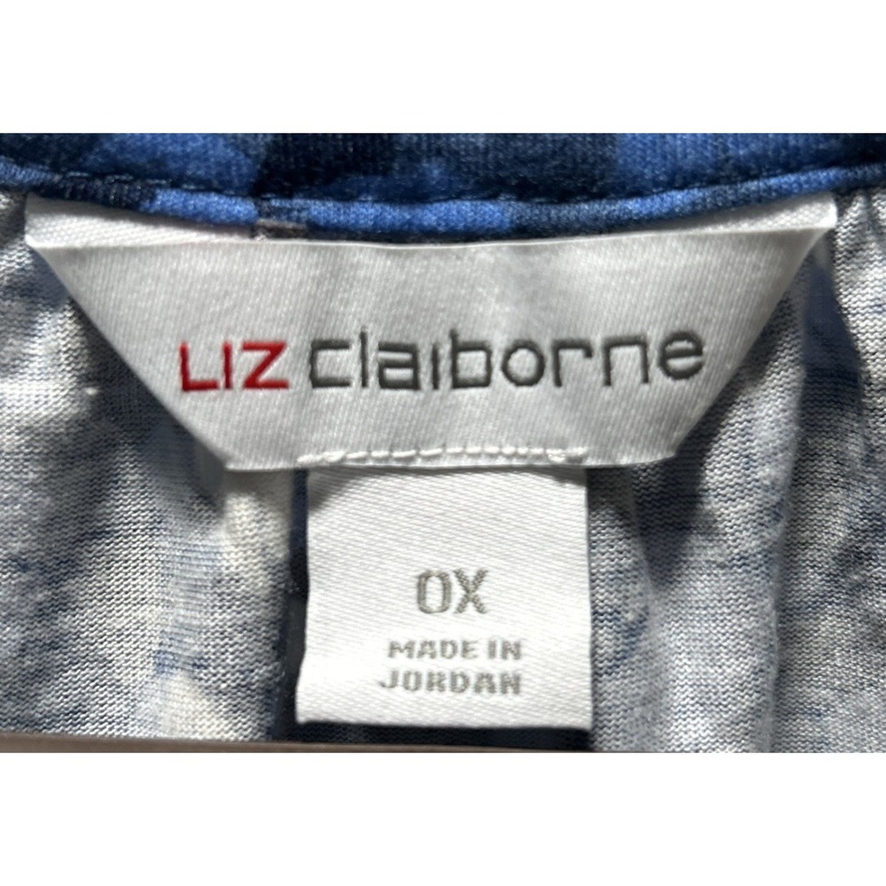 Liz Claiborne Women's Size 0X Blue Floral Top Short Sleeve 1/2 Button - Picture 3 of 8